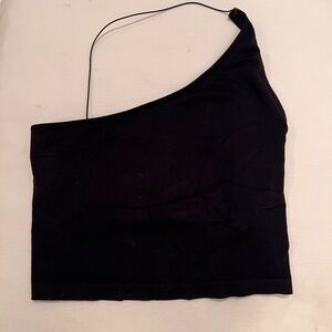 FP Movement by Free People Black One-Shoulder Crop Top